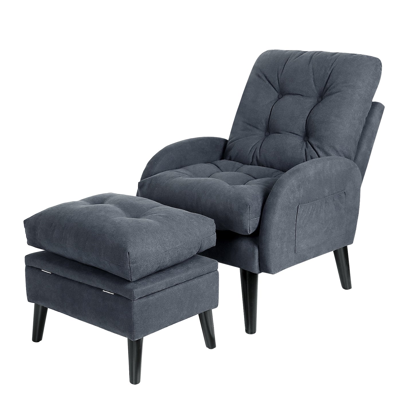 Accent Chair with Ottoman Storage and Adjustable Backrest