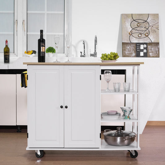 Kitchen Island Cart Wood With Large Cabinet Towel Rack Kitchen And Dining Room Furniture