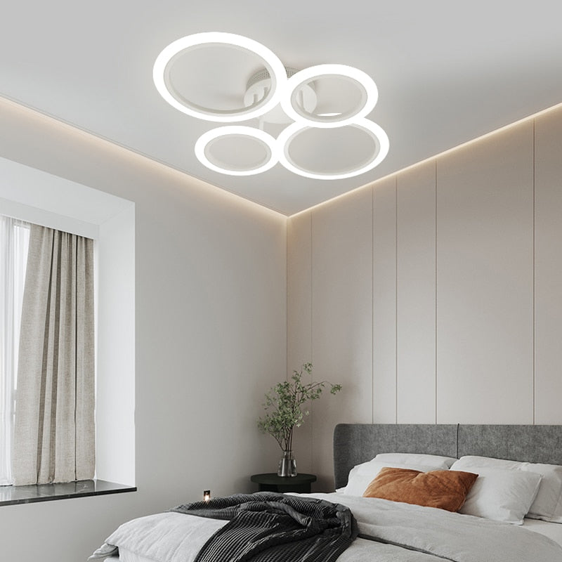 Modern LED Ceiling Light 4 Rings with Dimming Remote Control