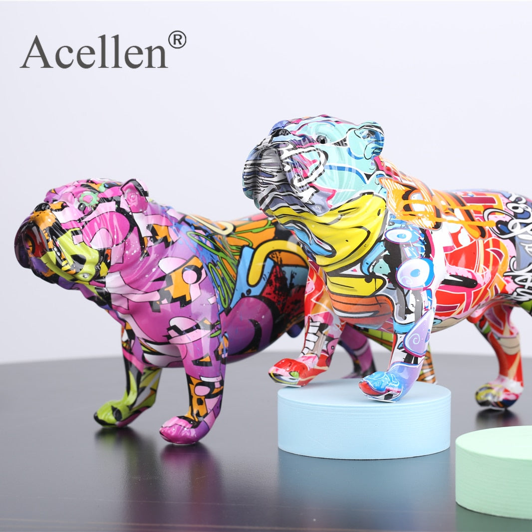 Creative Colorful Bulldog Figurines for home