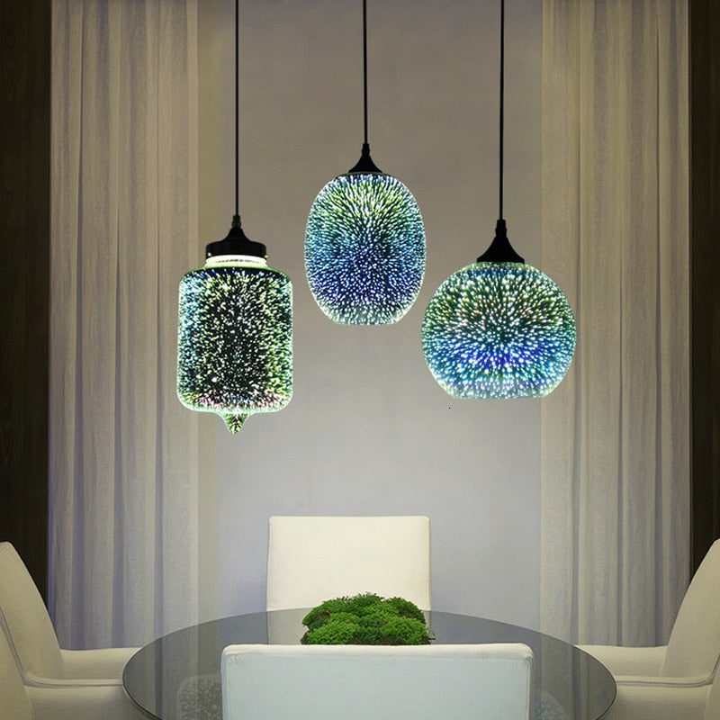 3D colorful romantic sky hanging Glass shade Pendant Lamp