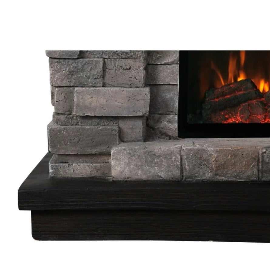 Faux Stone 36-inch Grey Electric Fireplace with Mantel