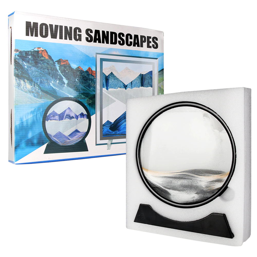 Creative 3D Glass Sandscape in Motion Hourglass Moving Sand Frame